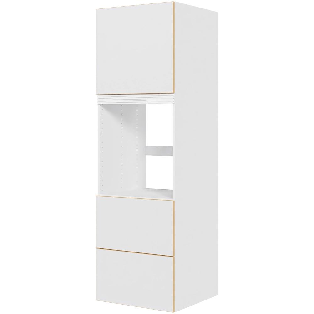 Multi-Living Køkken indbygningsskab i White/Oak Line til ovn H: 195,2 cm D: 60,0 cm - 1 låge & 2 skuffer fuldudtræk og softclose - Bredde: 60 cm