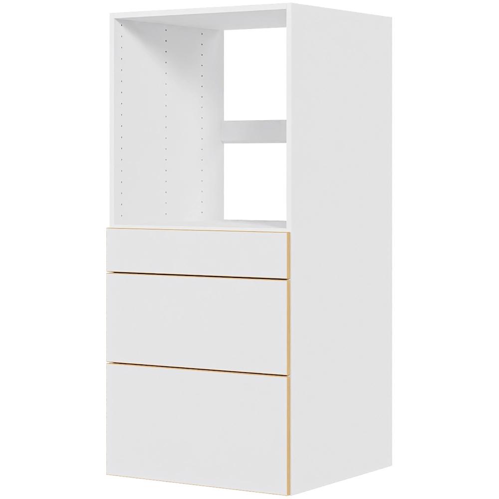 Multi-Living Køkken indbygningsskab i White/Oak Line til ovn H: 131,2 cm D: 60,0 cm - Deludtræk/softluk - Bredde: 60 cm