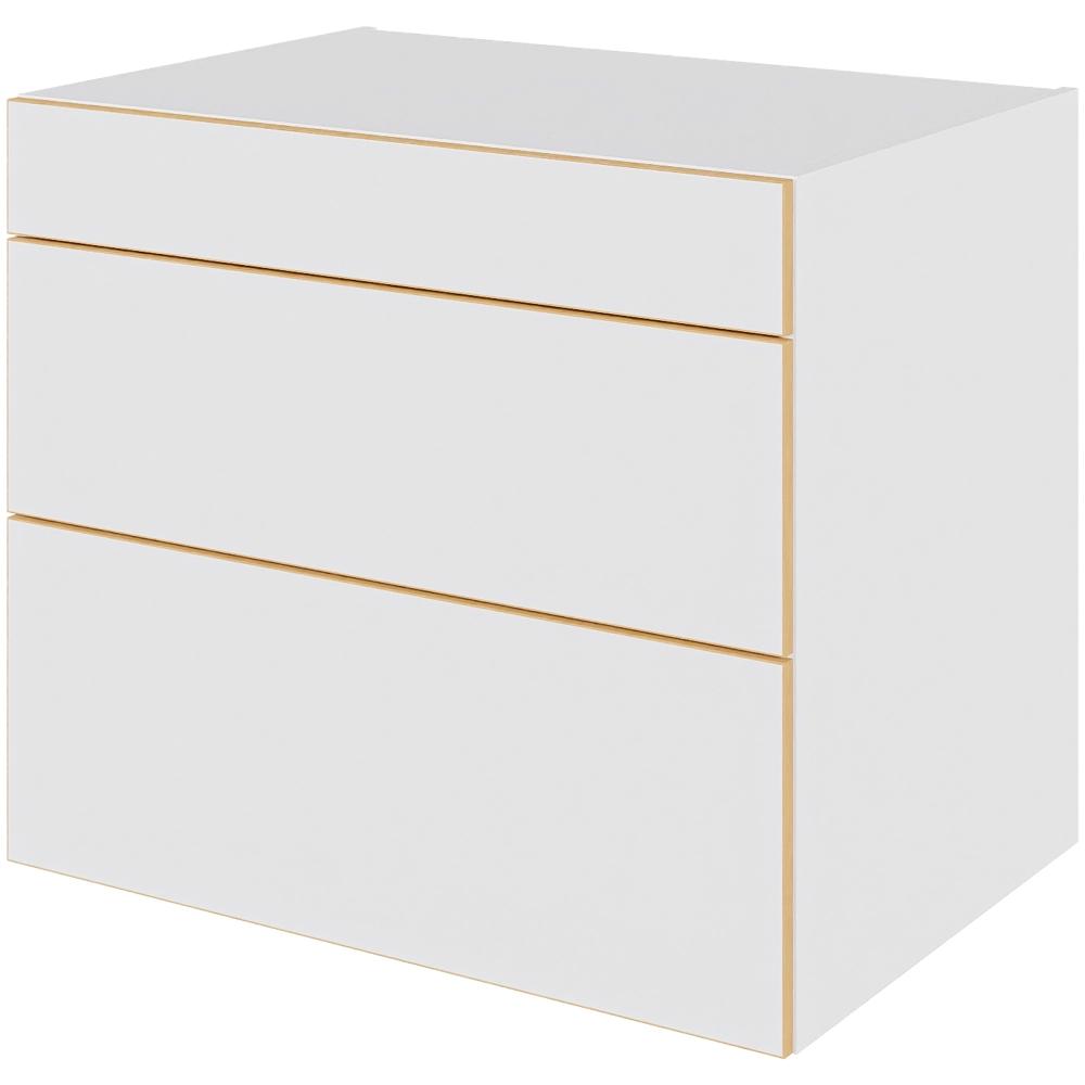 Multi-Living Køkken skuffeskab i White/Oak Line  H: 70,4 cm D: 60,0 cm - 3 skuffer fuldtudtræk/softluk - Bredde: 80 cm